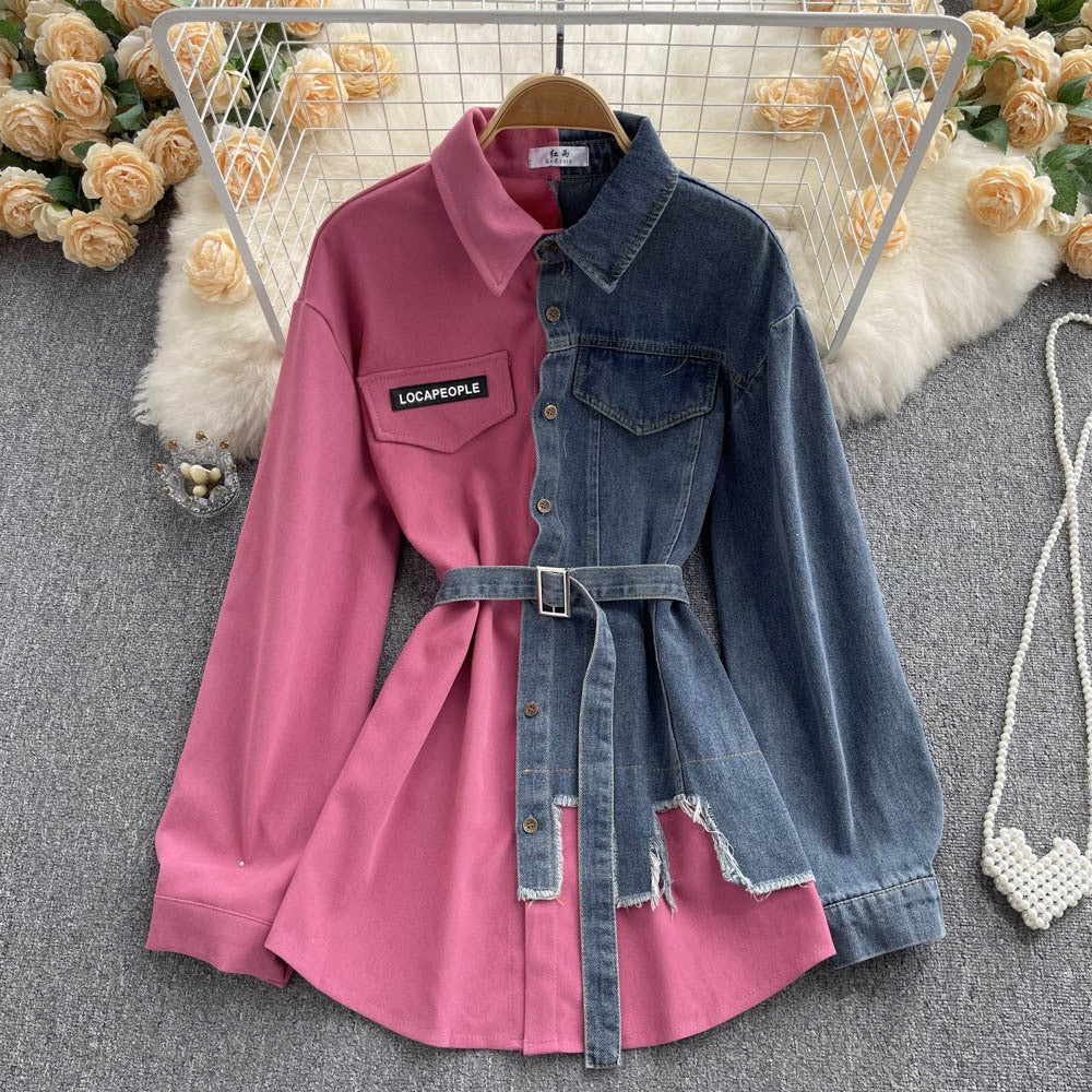 Waist Slimming Irregular Midi Shirt