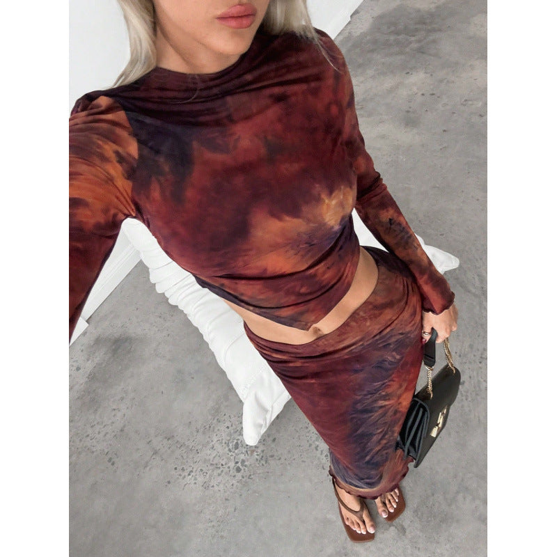 Tie-Dye Round Neck Long Sleeve