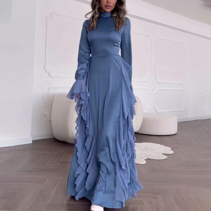 Elegant Autumn Bell Sleeve High-Waisted Dress for Women
