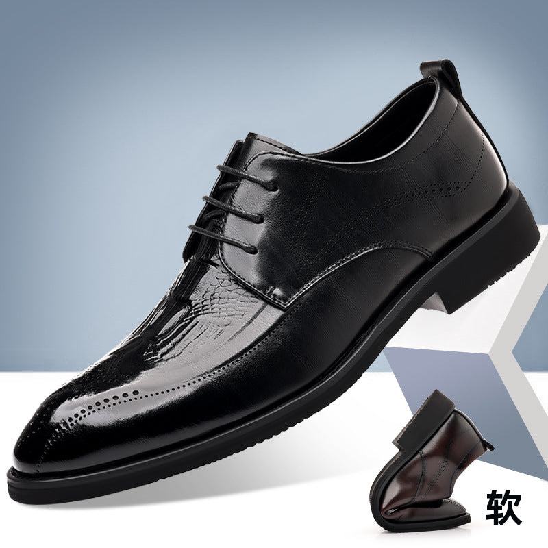 Mens Crocodile Pattern Brogue Leather Shoes