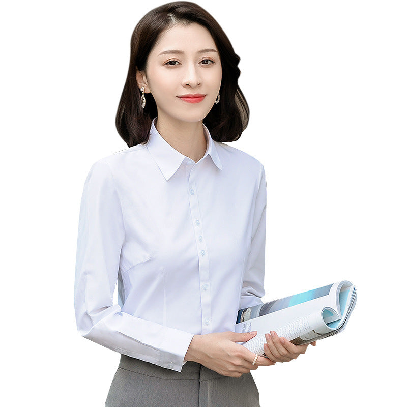 White Shirt Long Sleeve Business Shirt Professional Workwear Shirt Solid Color Slim Fit Business Shirt Women