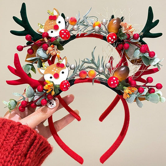 Festive Elk Antler Headband