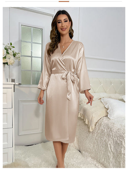 Women's bathroom cardigan, lace-up bathrobe