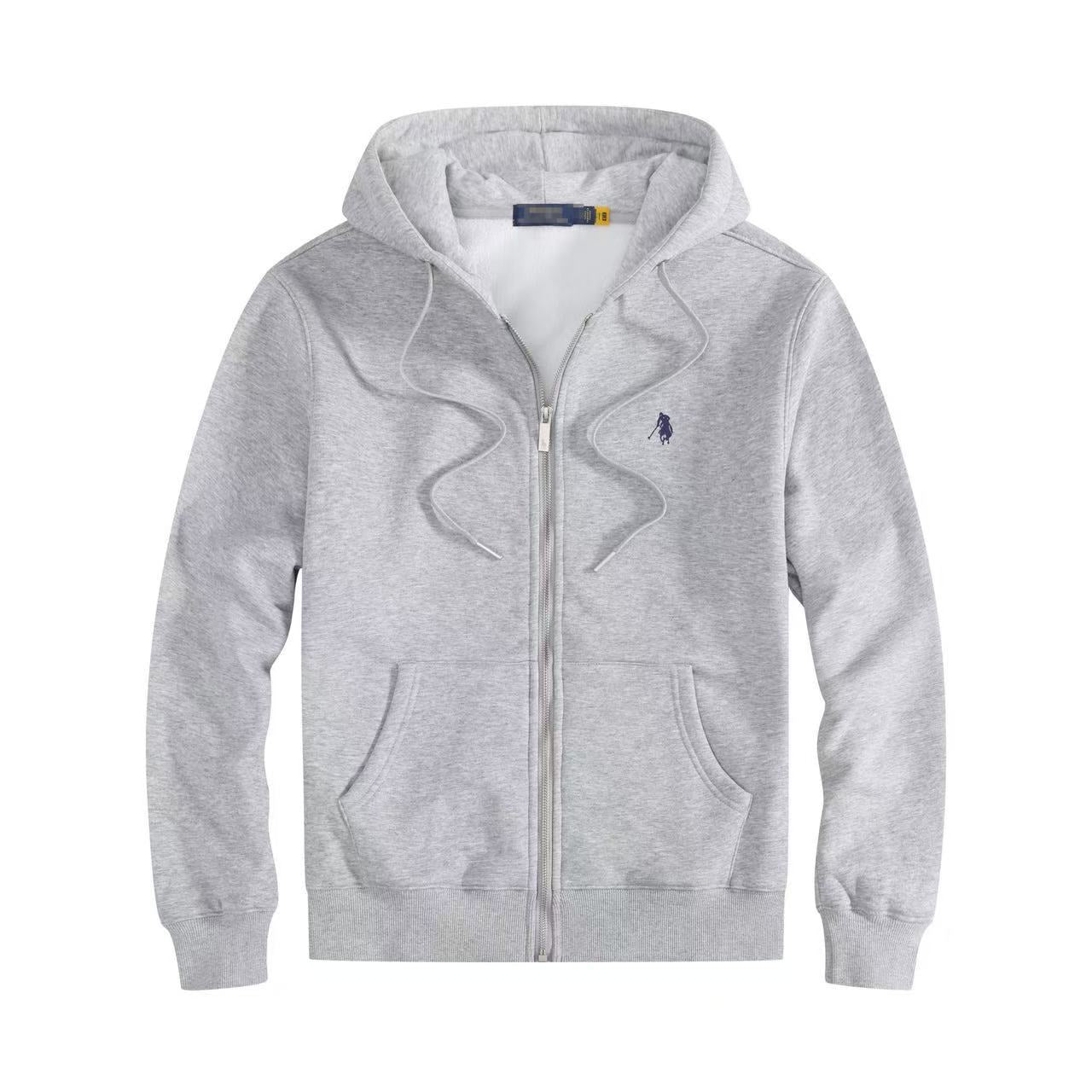 Mens Thick Cotton Fleece Zip-Up Hoodie