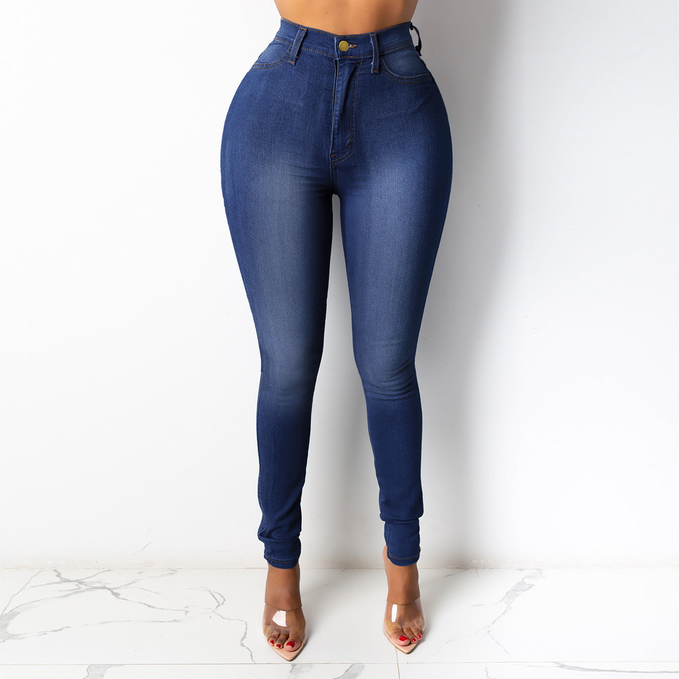 High Waist Slim Pencil Jeans