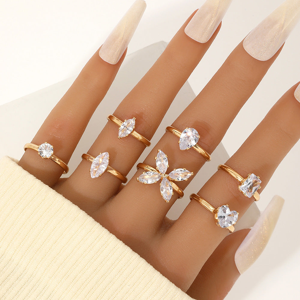22-Piece Butterfly, Pearl, and Geometric Ring Set