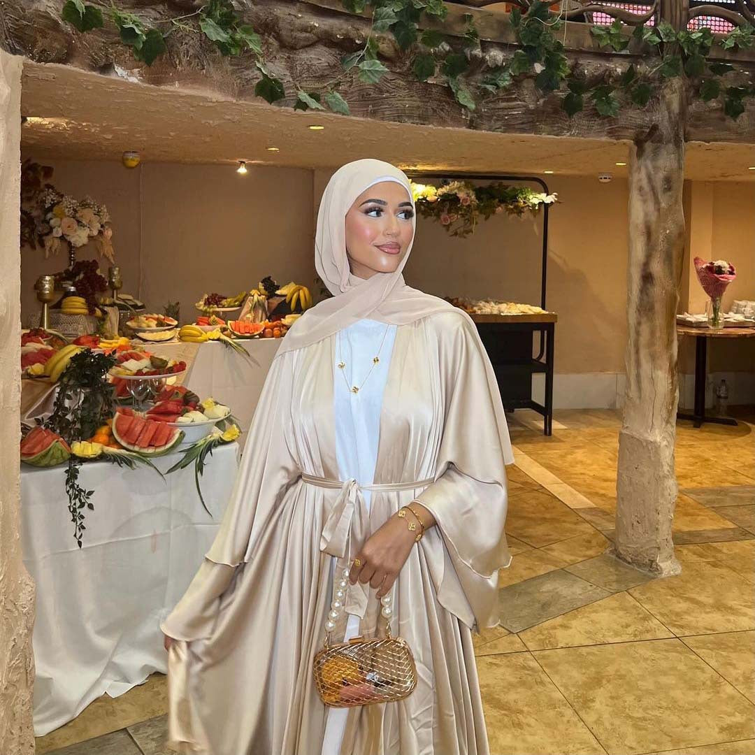 Muslim fashion solid color robe Abaya wears cardigan