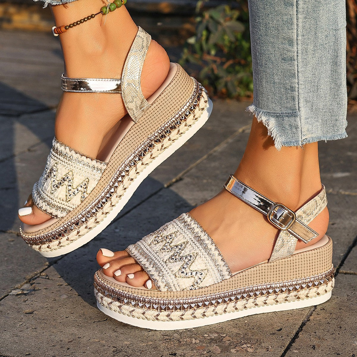 Summer Chic: Thick-Sole Fish-Mouth Platform Sandals