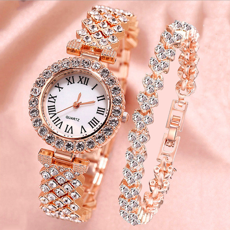 Roman pattern diamond ladies watch women's watch quartz bracelet