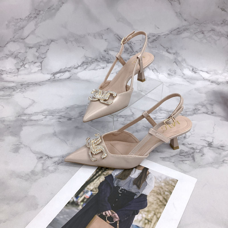 Metal Buckle High Heel Sandals