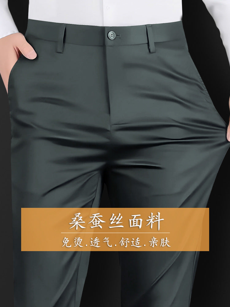 Spring & Summer Men’s Mulberry Silk Stretch Dress Slacks