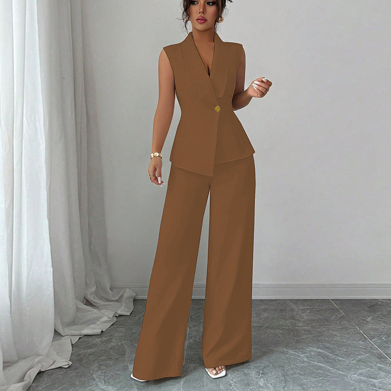 Women’s Elegant 2-Piece Vest & Straight-Leg Pant Set
