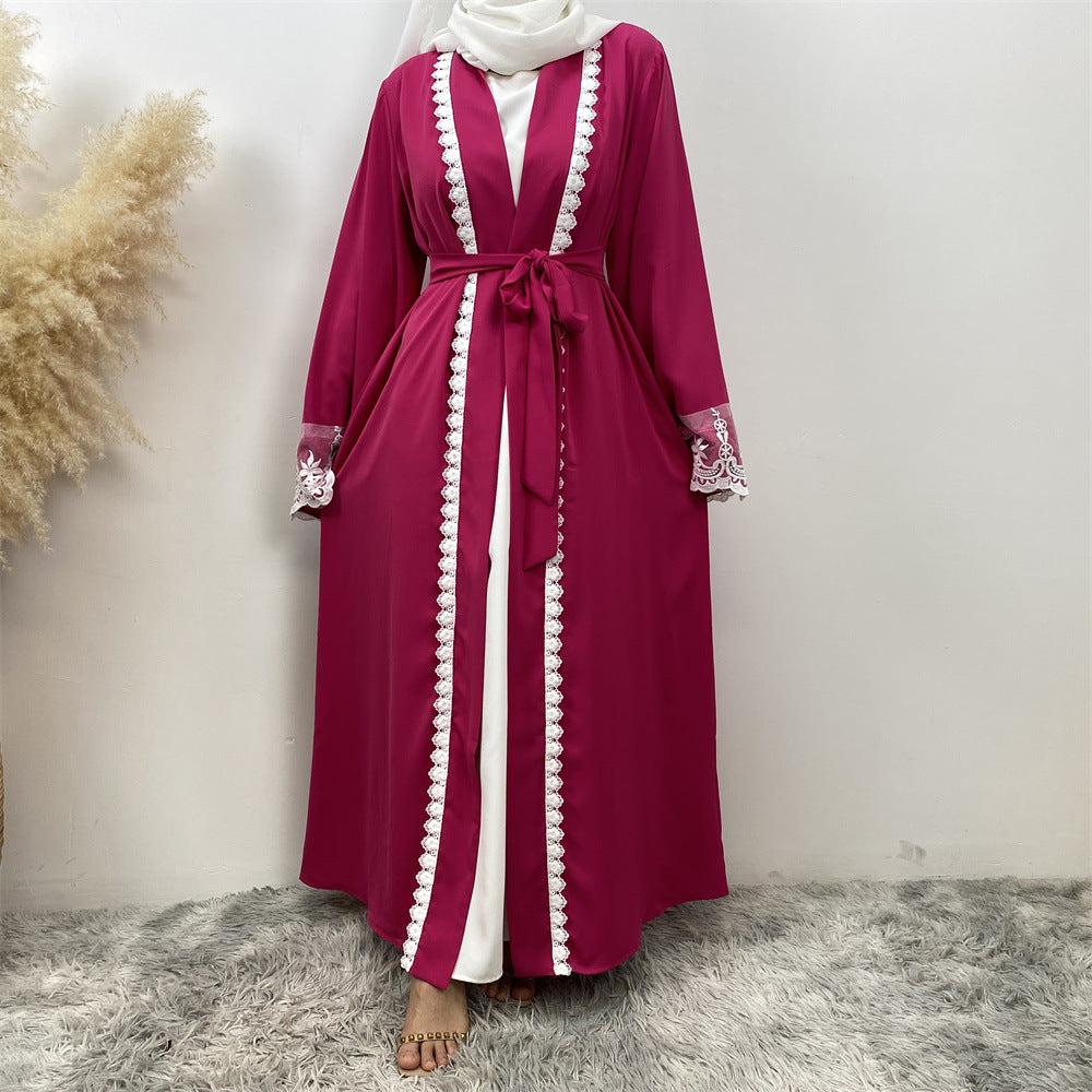 Embroidered Spliced Cardigan Abaya
