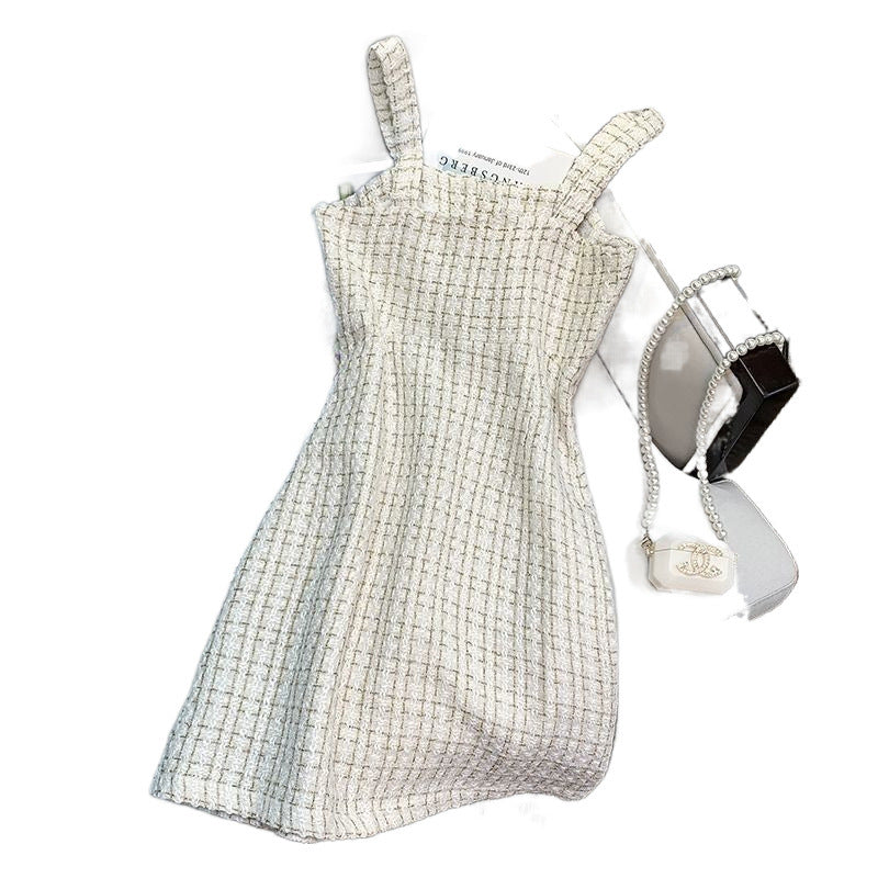 Tweed small fragrance style sub strap skirt two set