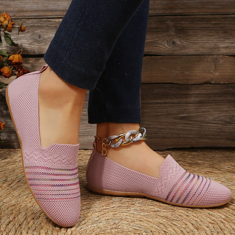 New women's flying weaving flat shoes