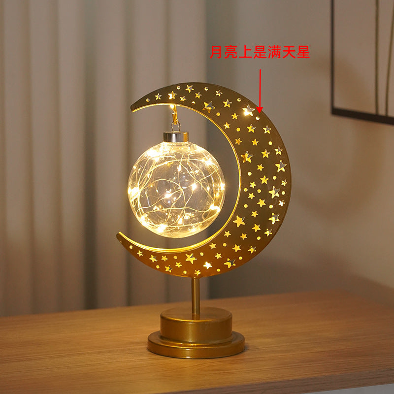 LED Wrought Iron Moon Pendant Lamp