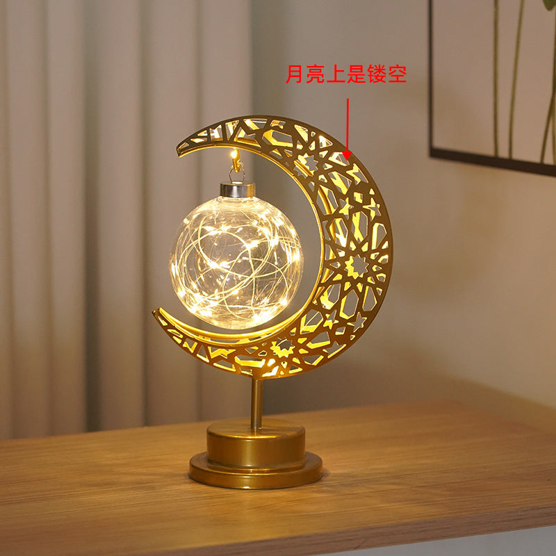 LED Wrought Iron Moon Pendant Lamp