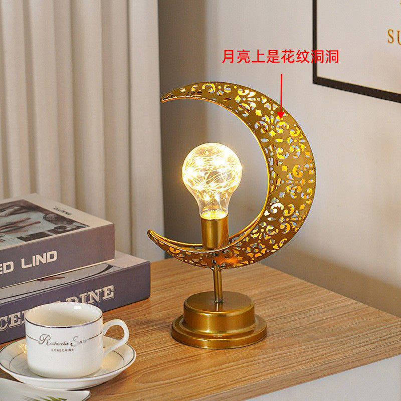 LED Wrought Iron Moon Pendant Lamp