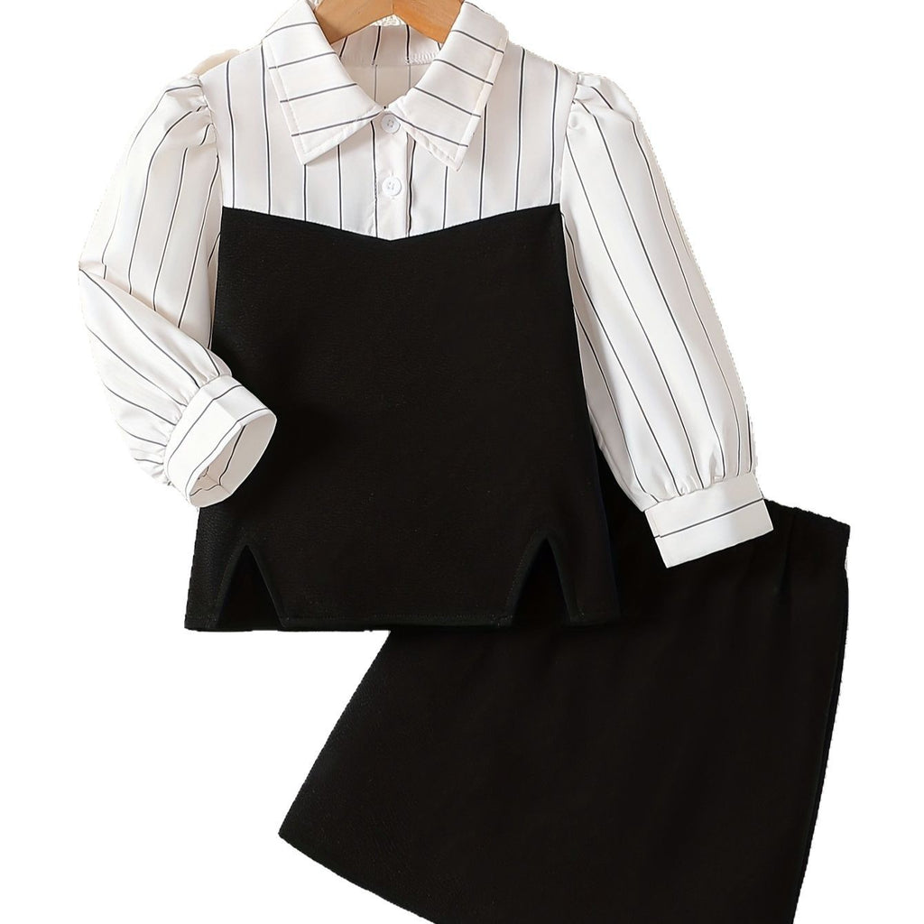 Preppy Striped Shirt & Skirt Set