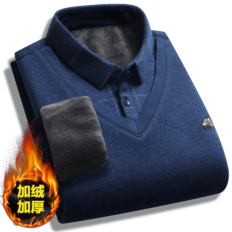 Men’s Fleece-Lined Warm Long-Sleeve Sweater