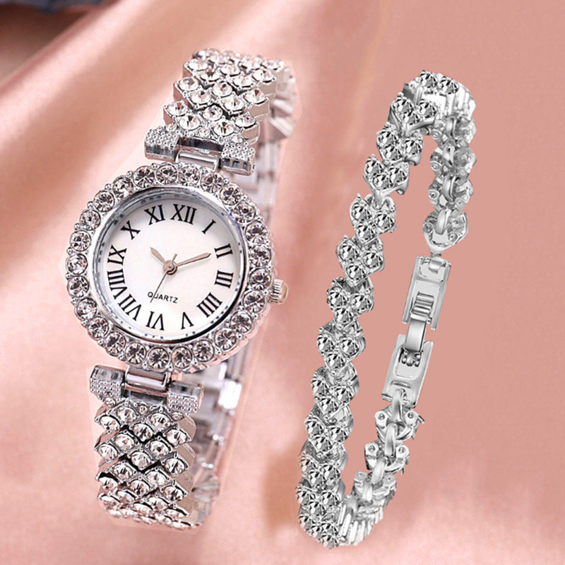 Roman pattern diamond ladies watch women's watch quartz bracelet