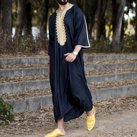 Ethnic Style Men's Long Shirt Robe