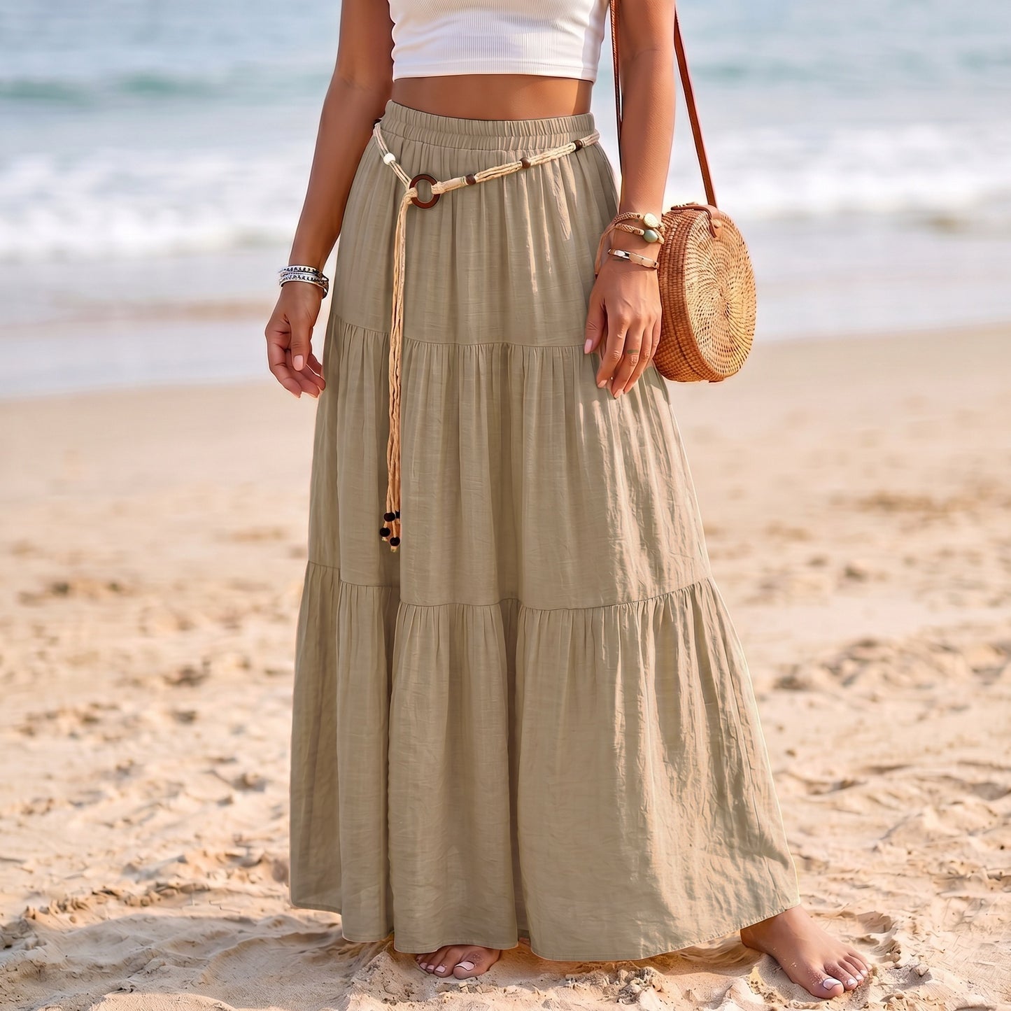 Solid Color Patchwork Layered Cake Skirt