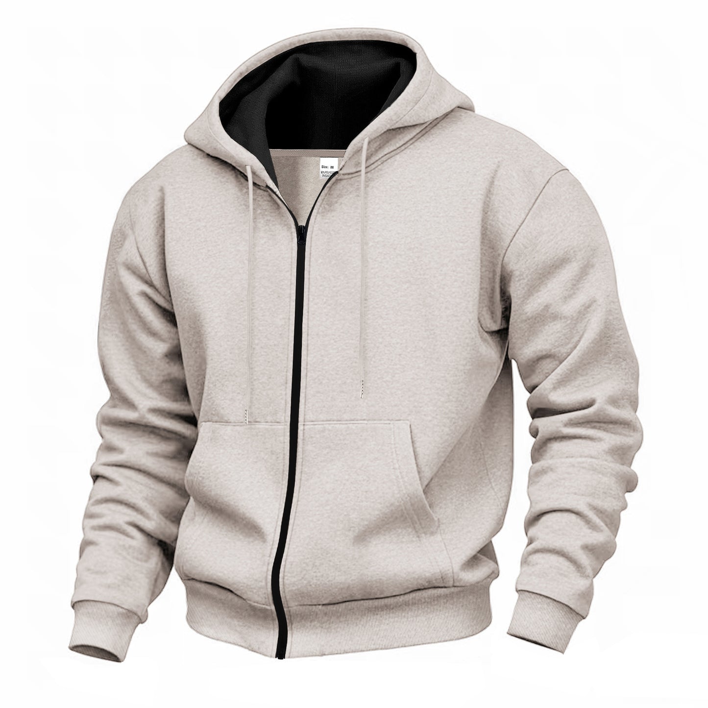 Mens Autumn/Winter Fleece Hooded Zip-Up Sweatshirt