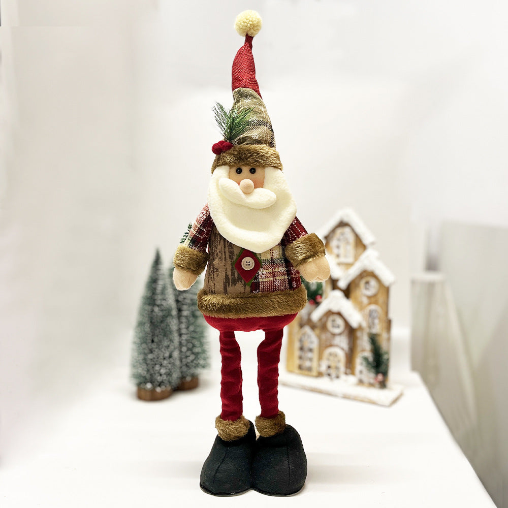 Retro Snowflake Plaid Cloth Doll Ornament