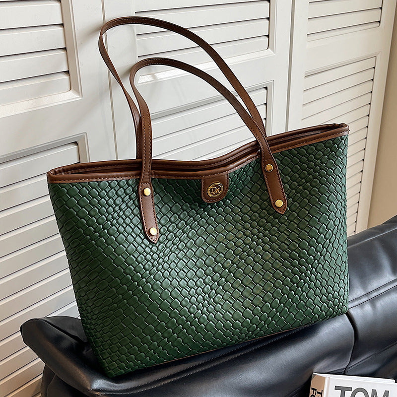 Fashionable Retro Large-Capacity Tote Bag - Versatile One-Shoulder & Hand-Held Design"