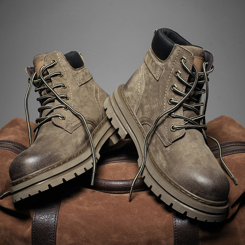 Men’s Winter Rhubarb Leather Boots – Thick Sole Martin Boots