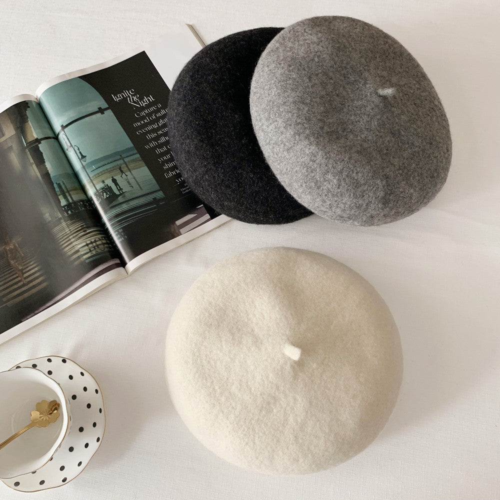 Retro Wool Beret  Cashmere & Wool Women's Hat for Autumn & Winter