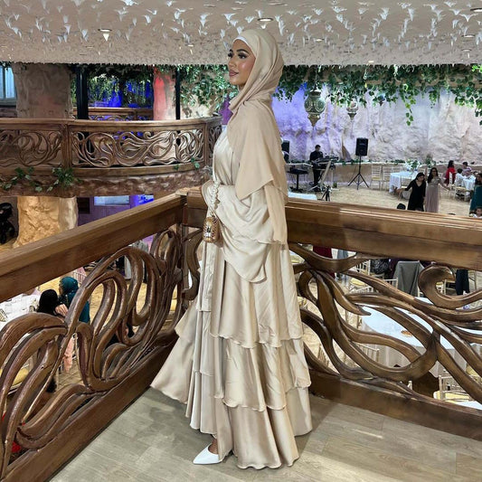 Muslim fashion solid color robe Abaya wears cardigan
