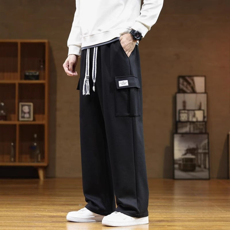 Men’s Plus Size Straight-Leg Sweatpants – Loose Fit Wide-Leg Casual Pants