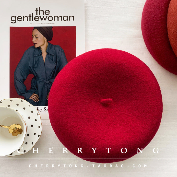 Retro Wool Beret  Cashmere & Wool Women's Hat for Autumn & Winter