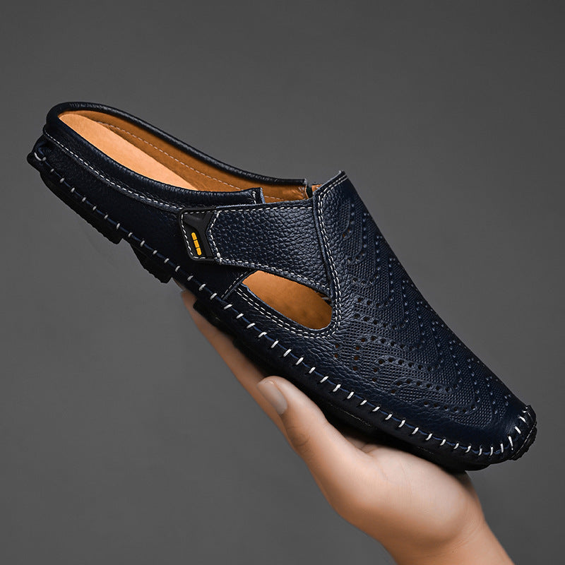 Mens Summer Breathable Toe-Wrapped Sandals Casual Slip-On Driving Shoes (On Hand)