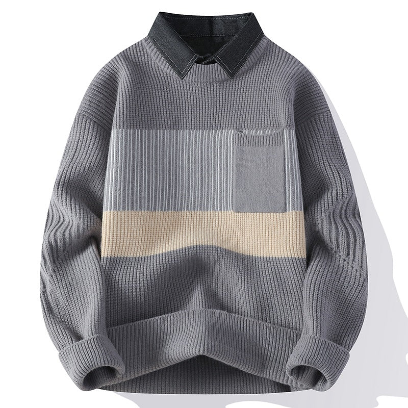 Void Collar Knitted Sweater