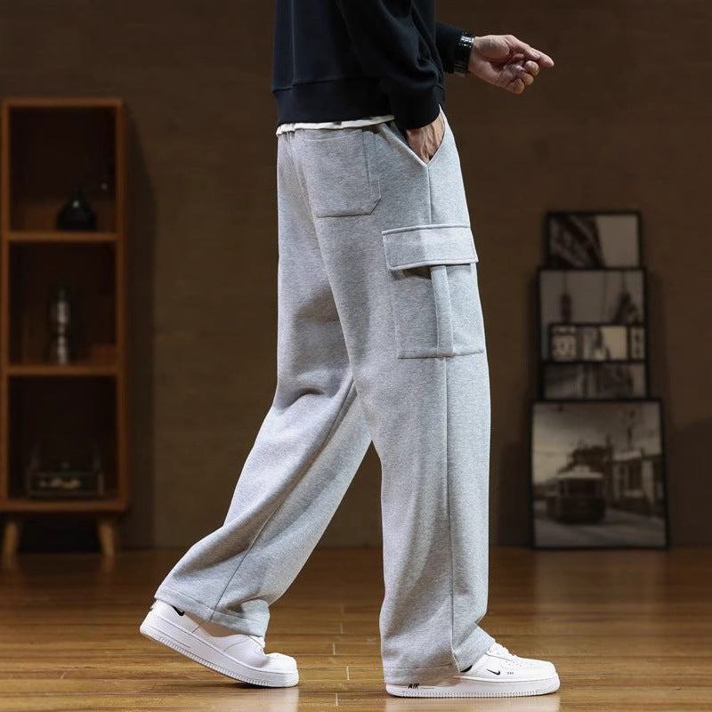 Men’s Plus Size Straight-Leg Sweatpants – Loose Fit Wide-Leg Casual Pants