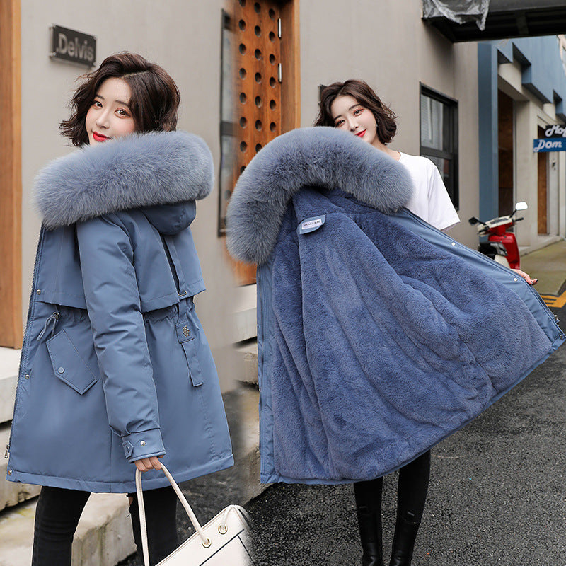 Korean Slim Fit Faux Fur Hooded Winter Jacket