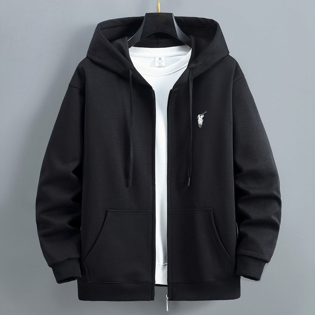 Mens Thick Cotton Fleece Zip-Up Hoodie