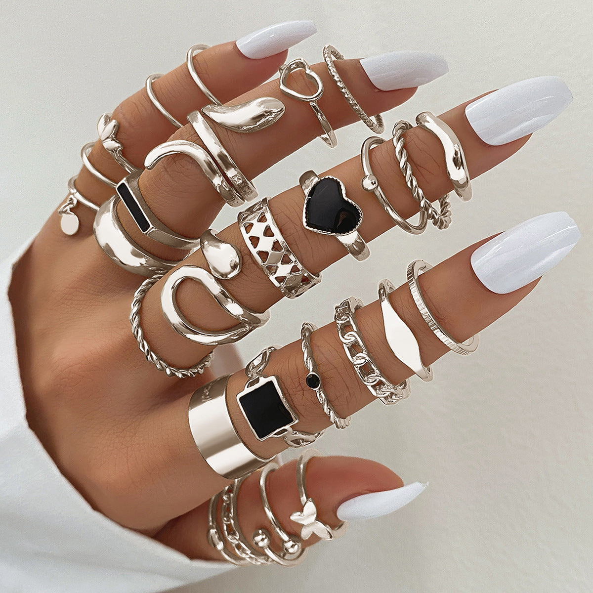 Butterfly ring opening multi-joint ring set 22 pieces love ring female design sense niche