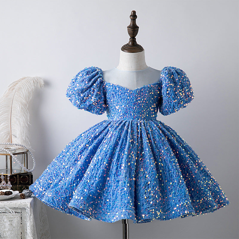 Sparkling Puff Sleeve Princess Dress