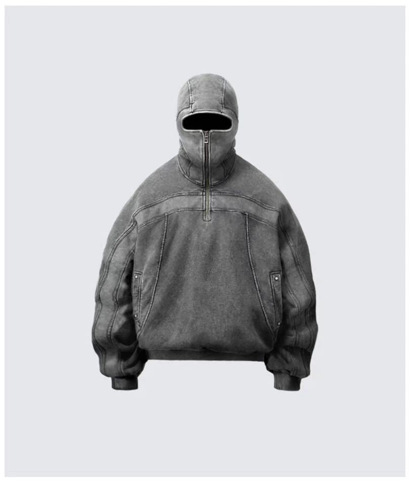 Full-Zip Eye-Hole Hoodie  Men's  Streetwear (On Hand)