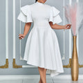 Bell Sleeve Solid Color Banquet Bridesmaid Dress