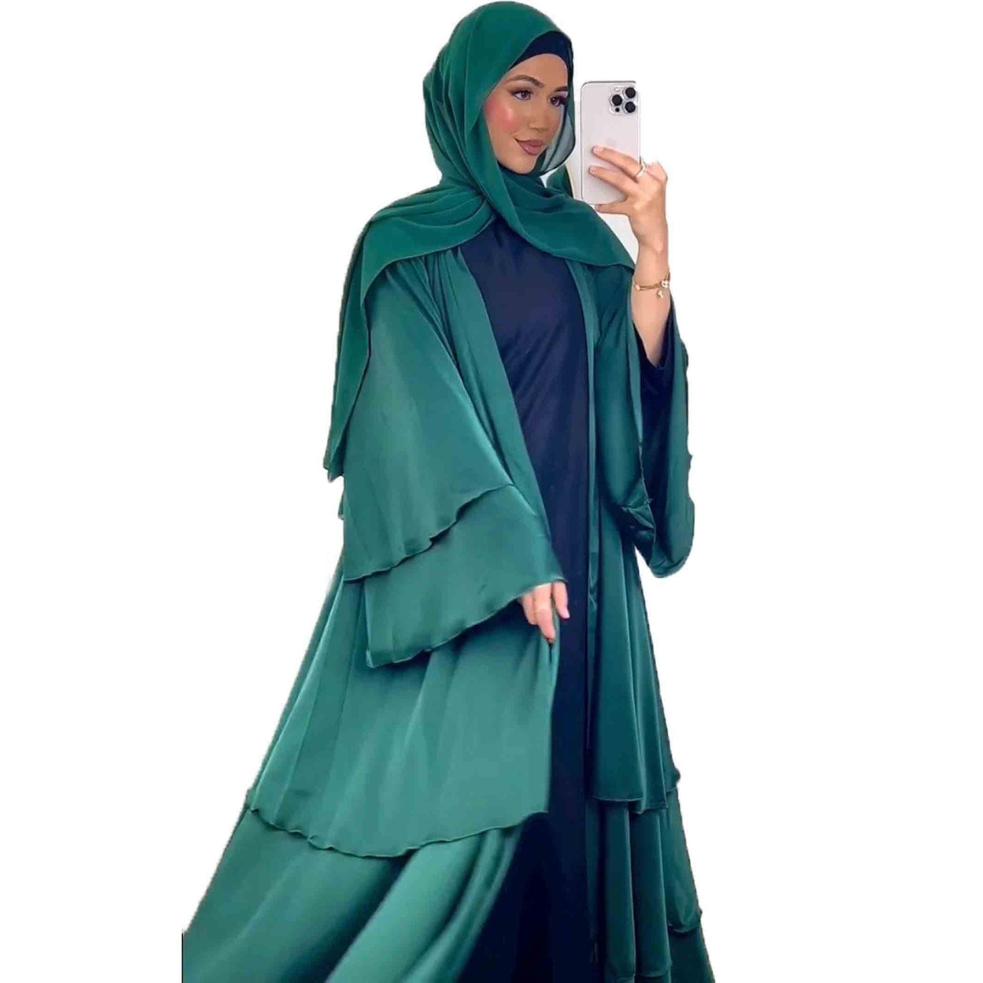 Muslim fashion solid color robe Abaya wears cardigan