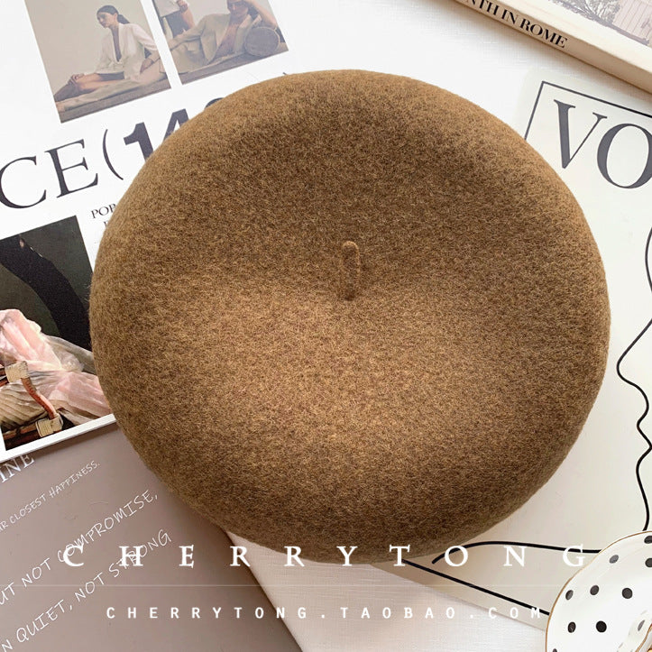 Retro Wool Beret  Cashmere & Wool Women's Hat for Autumn & Winter