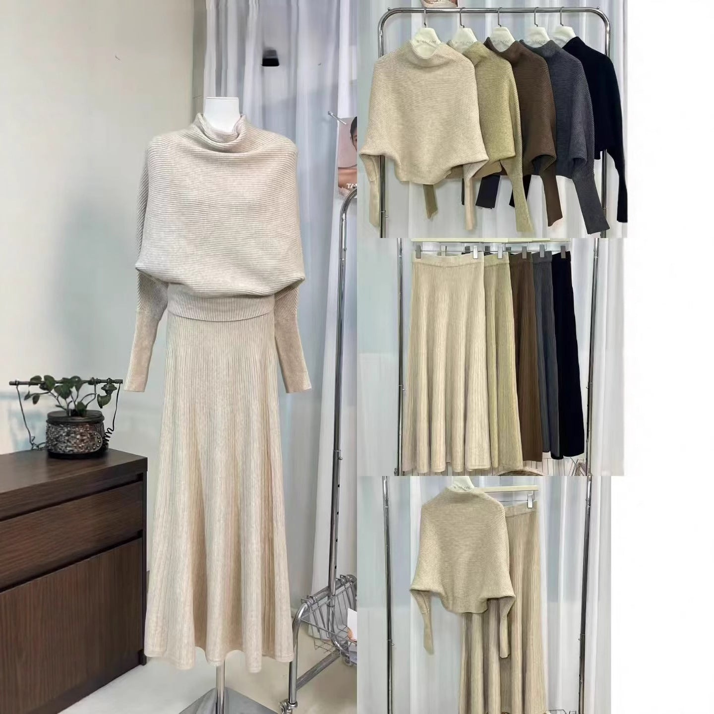 regular Hem Long Skirt & Sweater Set
