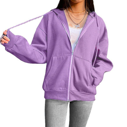 Solid Color Hooded Fleece Sweatshirt