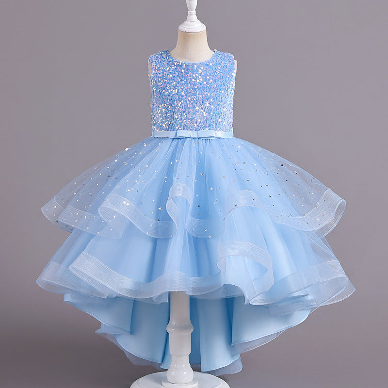 Girls' Glitter Tulle Trailing Dress