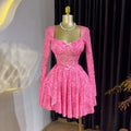 Elegant Square Neck Bow Long-Sleeve Summer Dress